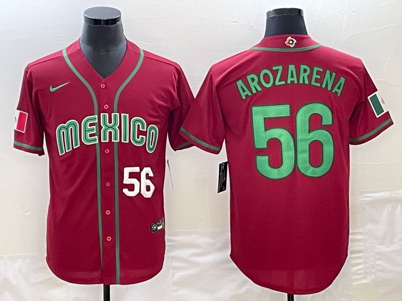 Men 2023 World Cub Mexico #56 Arozarena Red Nike MLB Jersey24->more jerseys->MLB Jersey